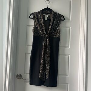 Max Studio Brown & Black Tie-Front Dress